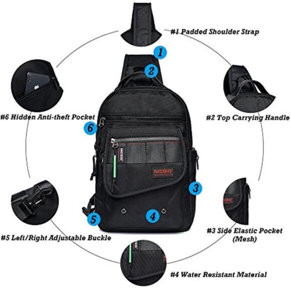 Sling Bag Chest Backpack Crossbody Shoulder Travel Outdoor Daypack main image 6